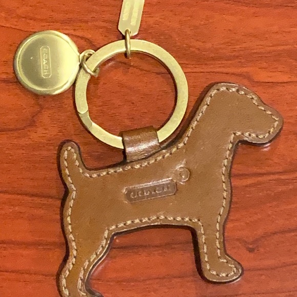 coach leather dog keychain